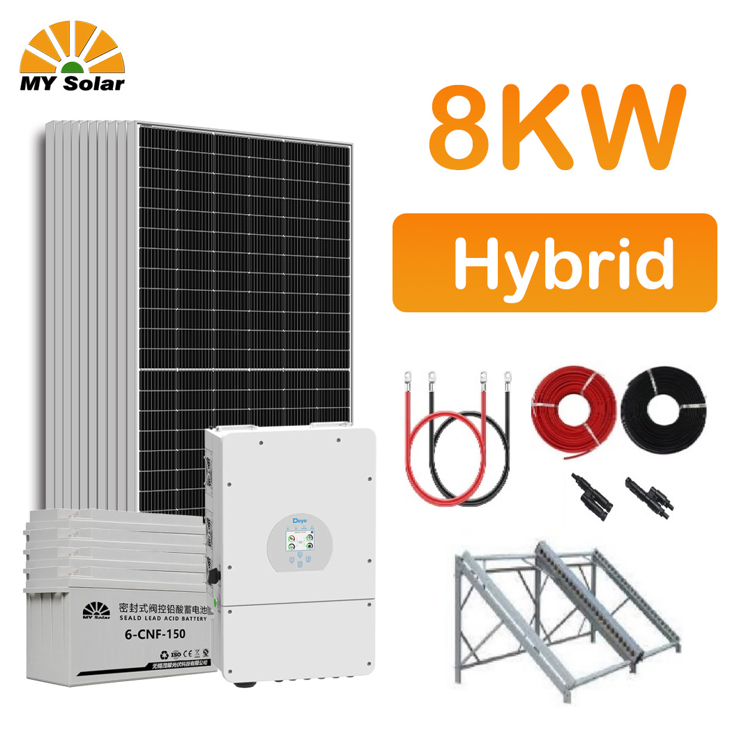 8kw 8 Kw sur grille de production d'énergie électrique solaire hybride hors réseau système d'énergie solaire pour un usage domestique